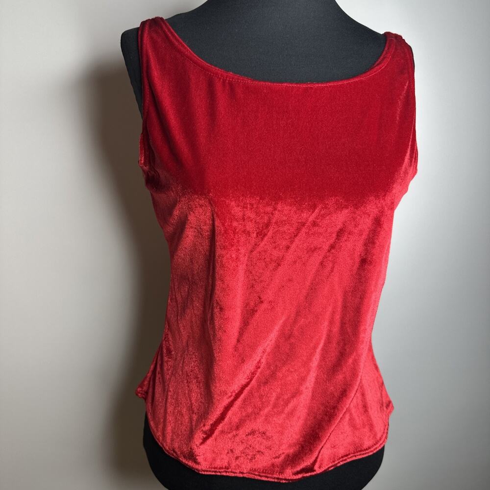 Vintage 90s Gilligan O'Malley Red Velvet Slip Camisole Tank Top Medium USA EUC